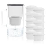Wessper Waterfilter Kan, Grote inhoud 3 liter, waterfilterkan inclusief 10 filter,Filterkan van Borosilicaatglas, Compatibel met Maxtra filters - Zwart