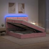 vidaXL LED opbergbed met matras Roze 180 x 200 cm Fluweel