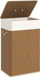 HOMCOM Bamboe Wasbak met Deksel en Uitneembare Waszak, 72L, Bruin