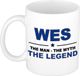 Bellatio Decorations Shoppartners Bv Naam cadeau Wes - The man, The myth the legend koffie mok / beker 300 ml - Donkerblauw
