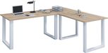 VCM bureau en L-vormig bureau, L-vormig gamingbureau, wit bureau d'angle, 220x190 cm