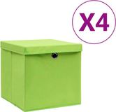 vidaXL Opbergboxen met deksel 4 st 28x28x28 cm groen
