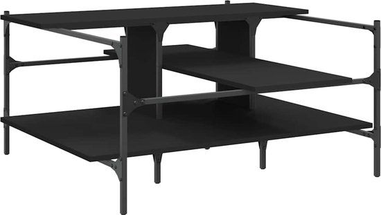 vidaXL Salontafel - Bewerkt hout - Zwart - 100x100x48,5 cm