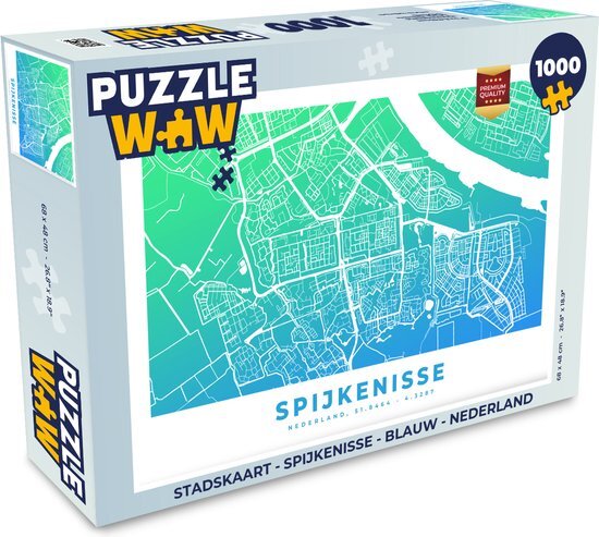 MuchoWow Puzzel Stadskaart - Spijkenisse - Blauw - Nederland - Legpuzzel - Puzzel 1000 stukjes volwassenen - Plattegrond