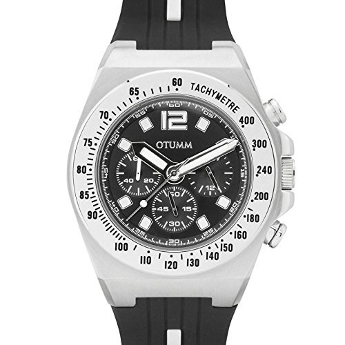 Otumm Atletiek Chrono Staal Zwart 45mm Unisex Atletiek Horloge