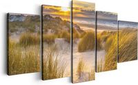 Artaza Canvas Schilderij Vijfluik Strand En Duinen Tijdens Zonsondergang - 200x100cm