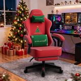 GTPLAYER - Gamingstoel met Kerstmotief - Rood-Kersteditie - Fluweel
