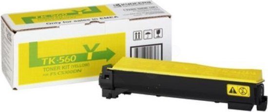 Kyocera TK-560Y Toner Cartridge - Yellow - 10000 Pages - Original