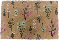Merkloos Relaxdays Deurmat kokos - bloemen - 60 x 40 cm - antislip