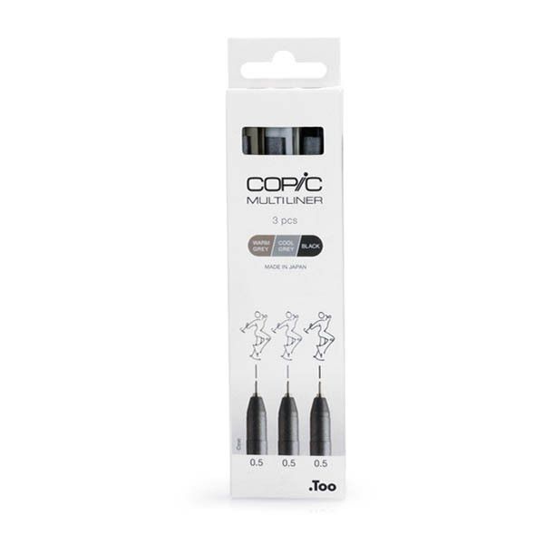 COPIC Fineliner MULTILINER grijs/zwart 3-delige set