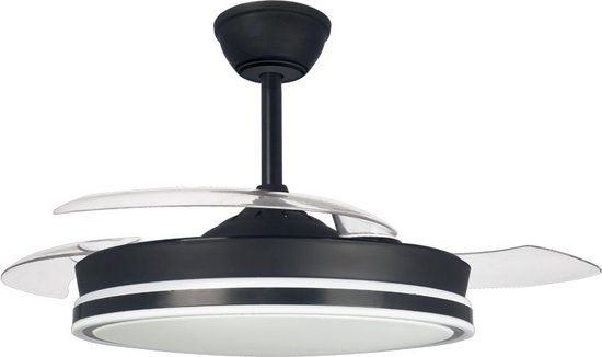 CristalRecord Supereco Ceiling Fan - 106cm - Black - LED - Remote Control