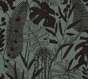 A.S. Création Monstera en Palmblad Behang | Blauw Zwart Metallic | Vliesbehang | Botanisch & Tropisch | 10,05 m x 0,53 m