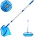 TRANKIELO® – Zwembad Blad Skimmer – 130cm Lange Telescopische Reinigingsnet – Fijnmazig Skimmer met RVS Hark – Geschikt voor Zwembaden, Tuin Vijvers, Fonteinen en Vis Tanks
