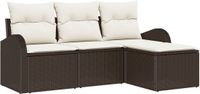 vidaXL Bankstel 4-zits Bruin en wit Polyrattan