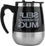 Allecto plus - Tasse à café auto-chauffante avec mélangeur magnétique automatique, en acier inoxydable, idéale pour le café, le lait et le chocolat chaud, pour la maison, le bureau et les déplacements (noir)