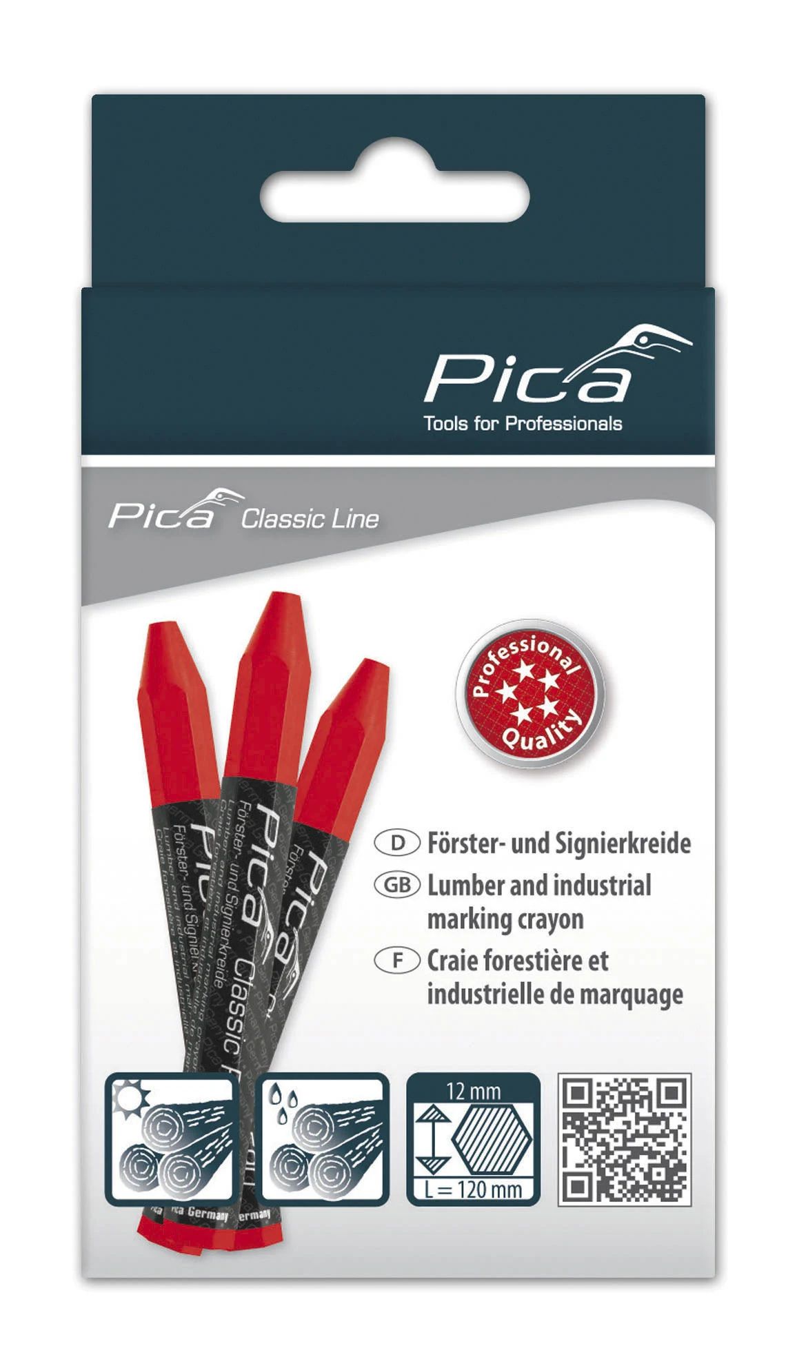 Pica 590/40 PRO Marking Crayon - Red - 12 x 120mm (12 pcs)