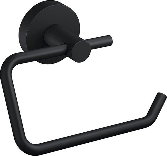 tesa MOON BLACK Toiletrolhouder - Mat Zwart - Zelfklevend - Zonder Boren