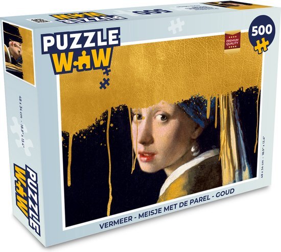 MuchoWow Puzzel Vermeer - Meisje met de parel - Goud - Legpuzzel - Puzzel 500 stukjes