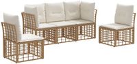 vidaXL - Hoek loungeset - Naturel - Polyester - 5 zitplekken