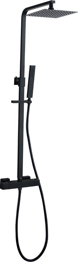 Xellanz Rombo-Eco Twenty Douche-opbouwset - Mat Zwart - Met Thermostaatkraan