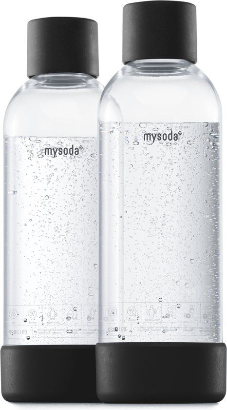 Mysoda - Set van 2 herbruikbare flessen van 1 liter - zwart
