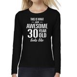 Bellatio Decorations Awesome 30 year - geweldige 30 jaar cadeau shirt long sleeves zwart dames - Verjaardag cadeau XS