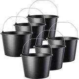 KADAX Bouwemmer, 20 liter, mortelemmer van kunststof, ronde emmer voor bouwplaats en tuin, stabiele wateremmer, cementemmer met handvat van metaal, mortelbak, zwart, poetsemmer (6)