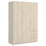 DEKIT GRUPO RIMOBEL Kledingkast met 3 deuren en 3 laden, naturel, 121 x 184 x 52 cm