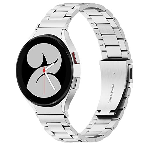 SUNDAREE Compatibel met Galaxy Watch 4 Horlogeband, Zilver Metalen Slimme Horlogeband Armband Koppeling Roestvrij Stalen Reservebandjes voor Samsung Galaxy Watch 4 Classic 42MM 46MM/Watch 4 40MM 44MM