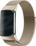 Bandz Milanese loop band geschikt voor Fitbit Charge 5 - Hoogwaardig gevlochten stalen materiaal - Milanees bandje met magneetsluiting - champagne