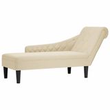 VidaXL Chaise longue met kussen en rechterarmleuning stof crèmekleurig
