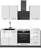 Vicco Eenpersoonskeuken Fame-Line, Wit Hoogglans/Antraciet, 190 cm, WB Marmer