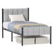 VASAGLE Bedframe voor eenpersoonsbed, 90 x 200 cm, met gestoffeerd hoofdeinde, stalen bedframe, belastbaar tot 250 kg, eenvoudige montage, duifgrijs, RMB972G01