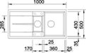 BLANCO Silgranit spoelbak, 1000x500 mm, wit, RVS, rechthoek, opbouw