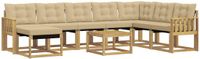 vidaXL - Hoek loungeset - 8 zitplekken - Wit en Beige - Acacia Hout