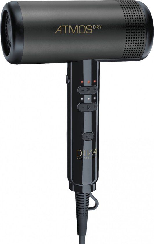 DIVA Pro Atmos Dryer - Zwart - 2000W - Inclusief Diffuser
