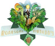 POP UP 3D Pop-up wenskaart met envelop – Roarsome Birthday - Dinosaur