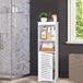 Meuble de salle de bain - Meuble de rangement autoportant - 1 porte, 3 étagères - Auto-assemblage - 20x25x80 cm - Blanc