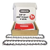 Oregon Kettingzaag ketting voor 18" bar, 1 cm LP, .127 cm meter, 62 | Set van 2 stuks, low-kickback, vervangende zaagketting, geschikt voor Husqvarna, Mac Allister, Bosch en meer (S62X2)