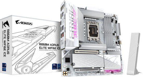 GIGABYTE B860M AORUS ELITE WF6E ICE Intel B860 LGA 1851 Micro ATX Motherboard