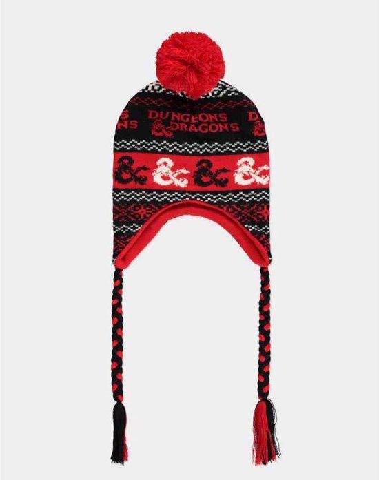 Difuzed Dungeons & Dragons Laplander Beanie - Sherpa - Black/Red - One Size