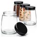 Set de 4 bocaux de stockage en verre avec couvercle, capacité 1000 ml