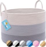 Merkloos Gevlochten Wasmand Groot 50x33cm Katoen Grijs