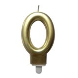 Homéa Birthday Candle Number 0 with Plastic Holder, H 7.5 cm, Gold