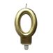 Homéa Birthday Candle Number 0 with Plastic Holder, H 7.5 cm, Gold