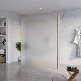 Fortifura Galeria Vrijstaande Inloopdouche - 160x200cm - mat glas - antikalk - 8mm veiligheidsglas - 2 zijwanden 30cm - wandsteunen en hoekprofielen - PVD - geborsteld messing (goud)