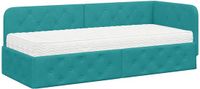 vidaXL - Lit d'angle - Cadre de lit - Turquoise - 80 x 200 cm - Velours