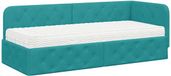 vidaXL - Lit d'angle - Cadre de lit - Turquoise - 80 x 200 cm - Velours