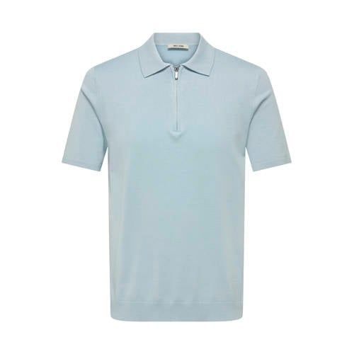 ONLY&SONS ONSWYLER LIFE REG 14 SS ZIP POLO KNIT Heren Gebreide truien XXL Blue Fog