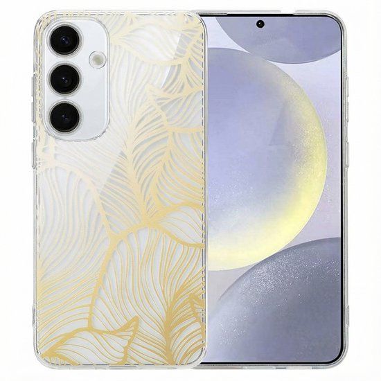 imoshion Hoesje - Geschikt voor Samsung Galaxy S25 Plus - Design hoesje verpakking - Golden Leaves Transparant